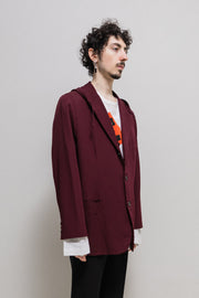 COMME DES GARCONS HOMME PLUS - Burgundy red hooded costume jacket