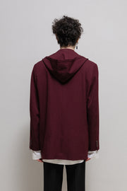 COMME DES GARCONS HOMME PLUS - Burgundy red hooded costume jacket