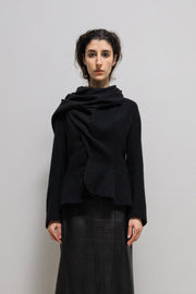 YOHJI YAMAMOTO - FW08 Wool/cashmere button up jacket with flared hems and scarf collar