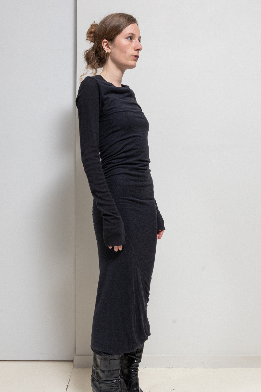 black strapless midi dress Beyond Travel Strapless Midi Dress - Jet Black