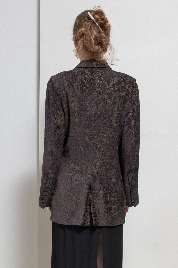 ANN DEMEULEMEESTER - FW94 Brocade patterned jacket with metallic
