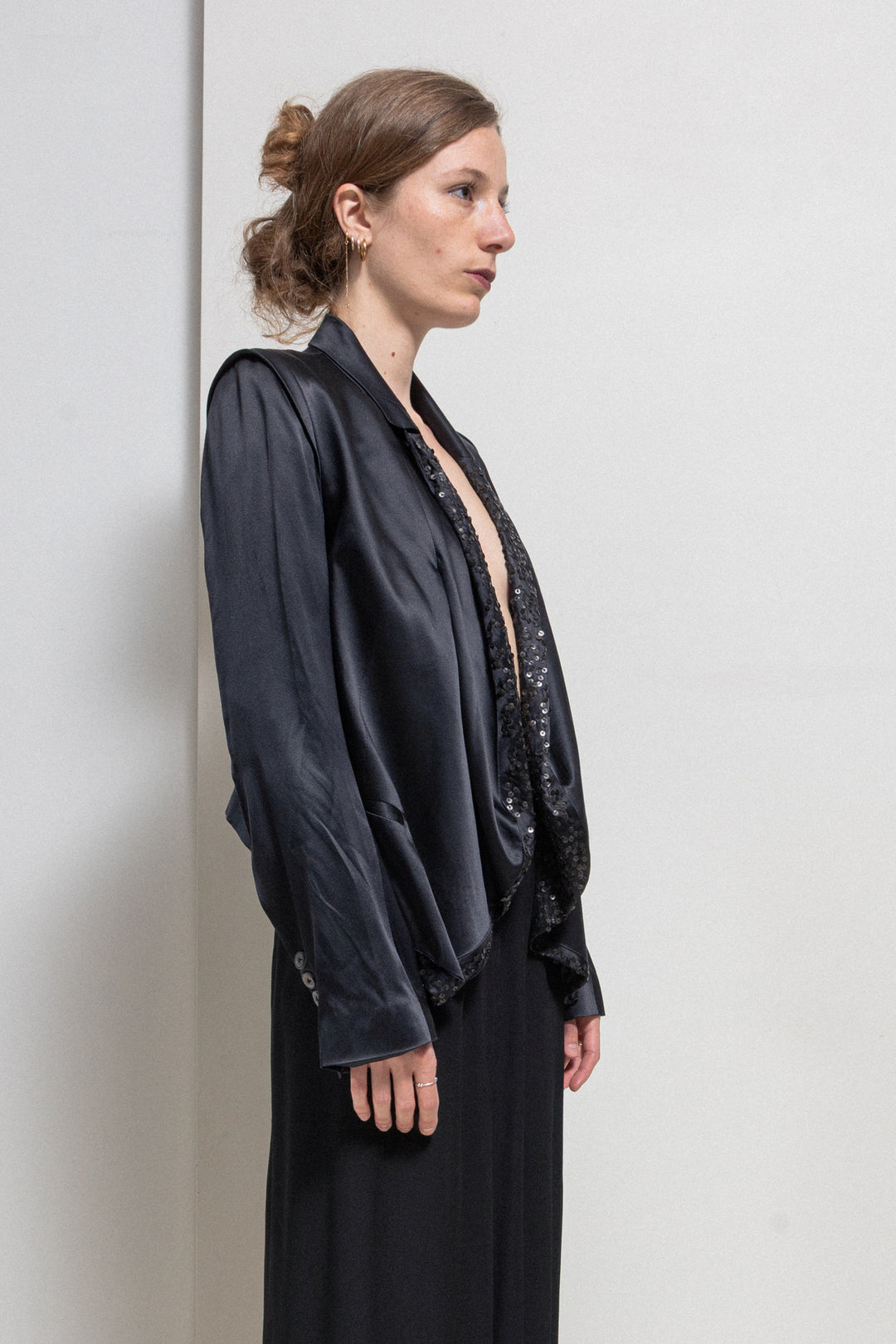 ANN DEMEULEMEESTER - SS10 Silk jacket with sequin lapels – L'OBSCUR