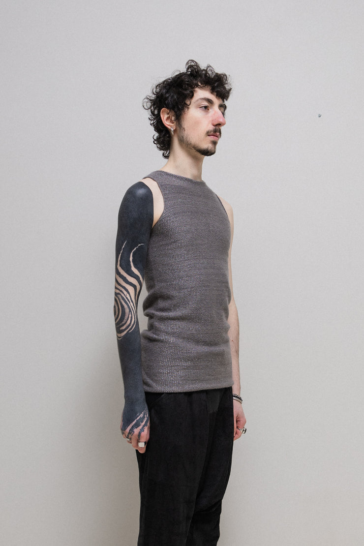 RICK OWENS - FW09 "CRUST" Cashmere blend knitted top with silver threads