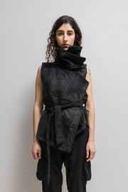 ANN DEMEULEMEESTER - 2010’s Leather and fur reversible jacket with zipper panels and belt