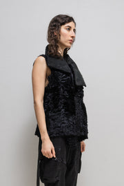 ANN DEMEULEMEESTER - 2010’s Leather and fur reversible jacket with zipper panels and belt