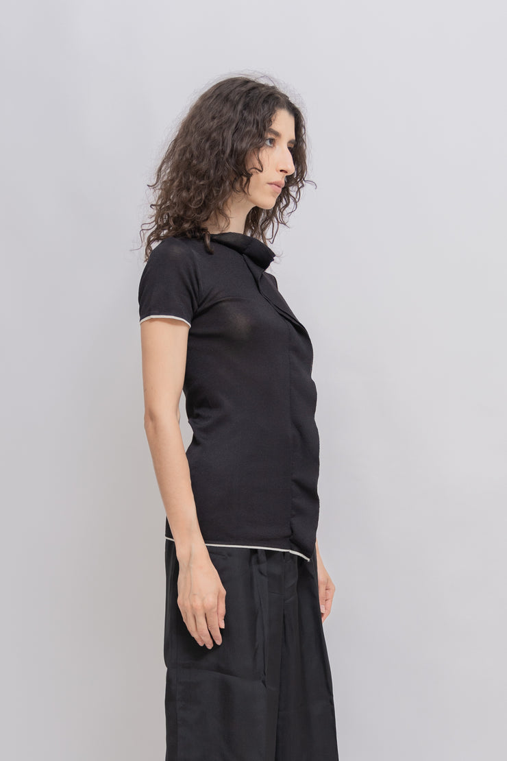 YOHJI YAMAMOTO - Short sleeves top with front drape (90&