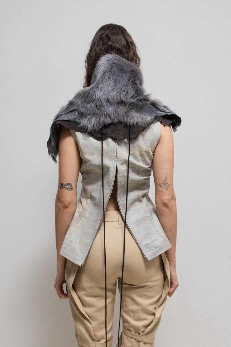 ANN DEMEULEMEESTER - FW02 Textured leather top – L'OBSCUR