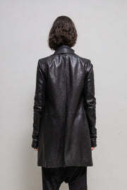 RICK OWENS - FW13 "PLINTH" High neck lamb leather coat with ribbed inner arms