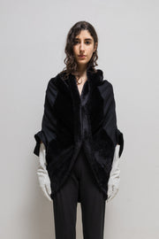 JUNYA WATANABE - FW08 Wool cocoon coat with faux fur trim (runway)