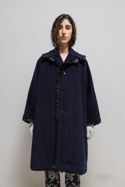 COMME DES GARCONS - FW18 Angora wool coat with two layers of ruffled edge trim and quilted lining