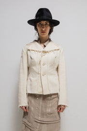 (Pre Sale) JUNYA WATANABE - FW03 Wool jacket with frayed hems and pleated details (runway)