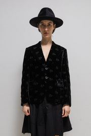 (Pre Sale) JUNYA WATANABE - FW02 Velvet jacket with tone on tone floral embroideries