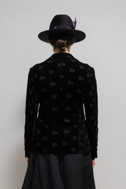 (Pre Sale) JUNYA WATANABE - FW02 Velvet jacket with tone on tone floral embroideries