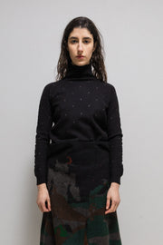 (Pre Sale) UNDERCOVER - FW02 “Witch’s cell division” Wool turtleneck with cross pattern and velvet piping