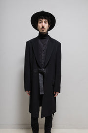 (Pre Sale) YOHJI YAMAMOTO Y'S FOR MEN - Early 00’s long wool coat with leather strap closure and cuff buttoning