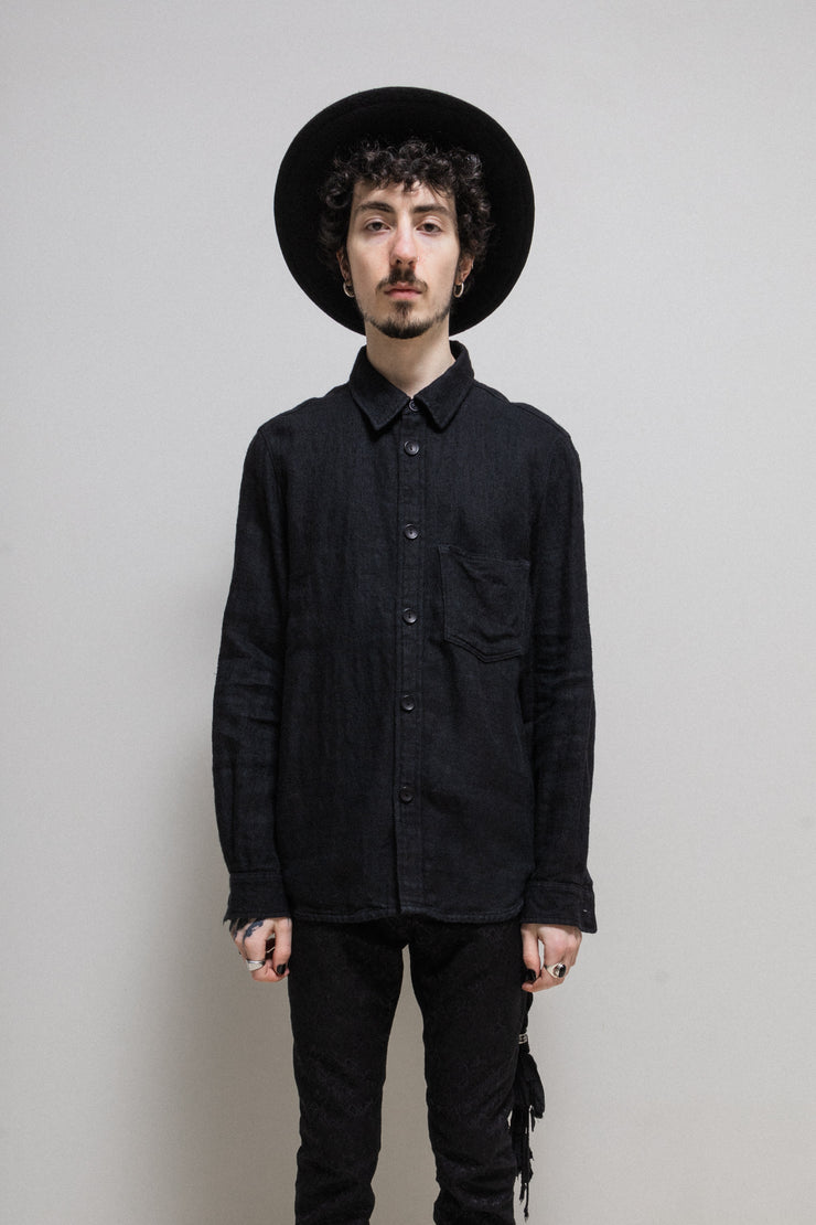 (Pre Sale) JUNYA WATANABE MAN - Button up wool overshirt with leather elbow patches