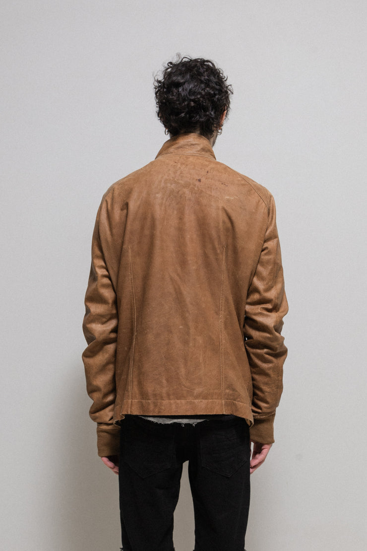 RICK OWENS - SS13 "ISLAND" Lamb leather honey intarsia jacket