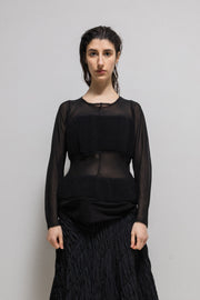 COMME DES GARCONS - SS14 See-through mesh top with voluminous padded knit panels