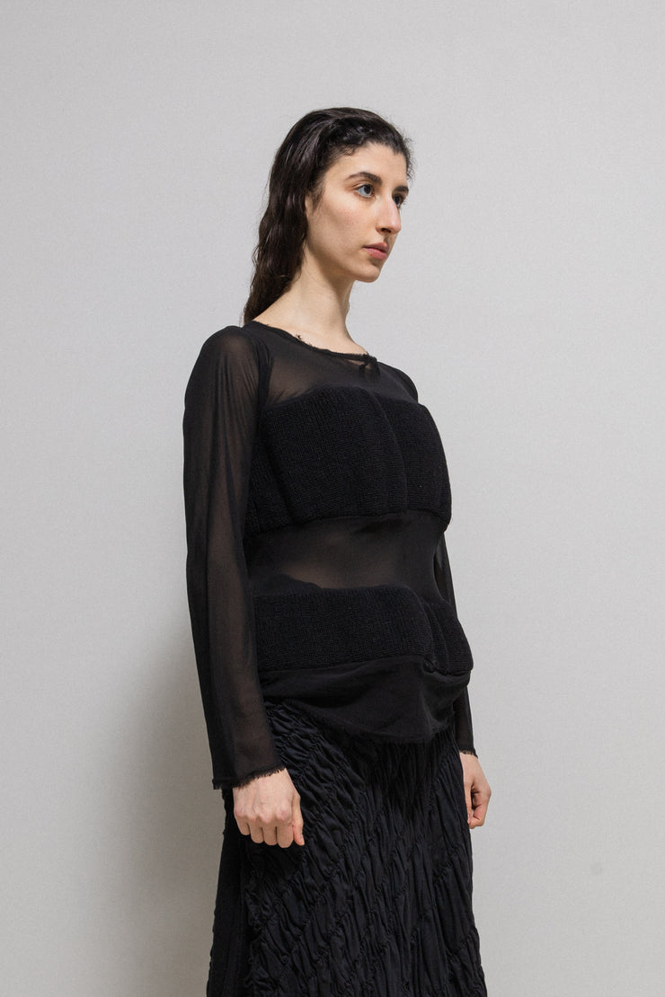 COMME DES GARCONS - SS14 See-through mesh top with voluminous padded knit panels