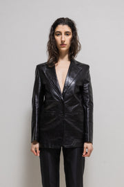 ANN DEMEULEMEESTER - 1990's Leather blazer with two button closure