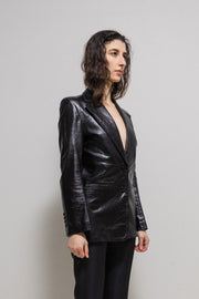 ANN DEMEULEMEESTER - 1990's Leather blazer with two button closure