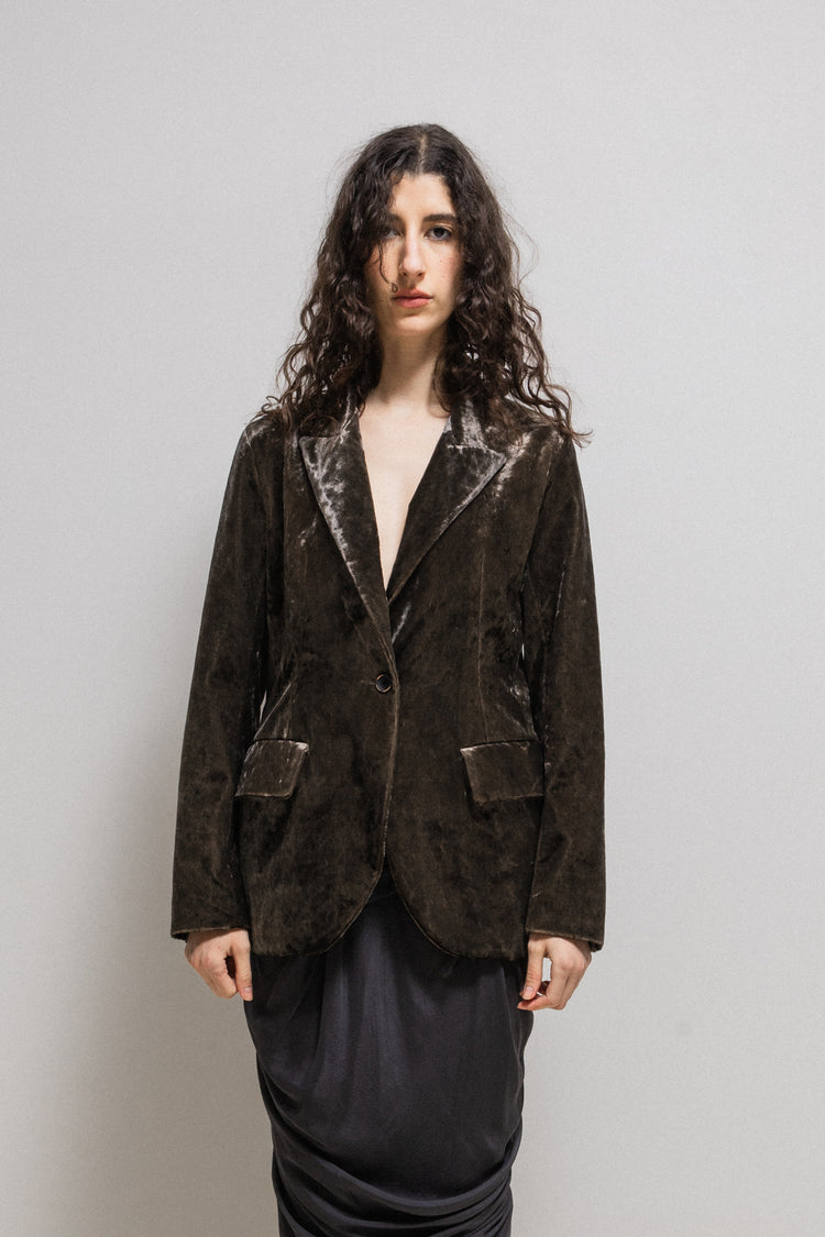 UMA WANG - FW18 Kaikura velvet jacket with collar and back detail