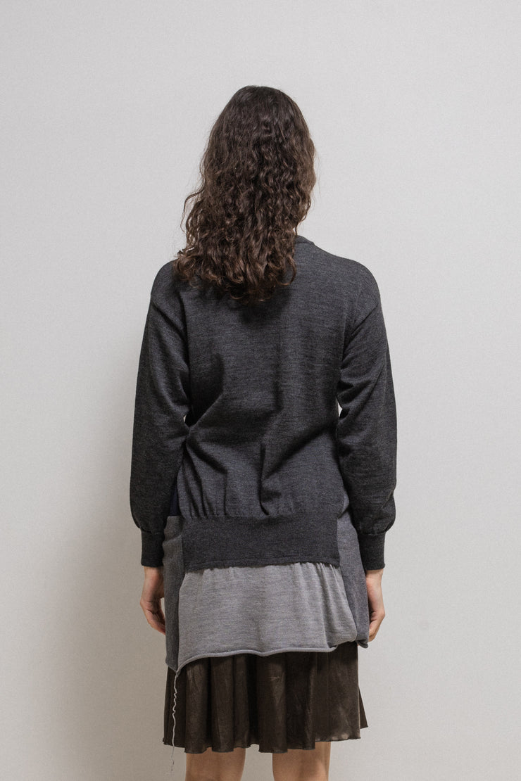 UNDERCOVER - FW04 « But Beautiful » Wool sweater with lighter bottom panels and hidden zippers