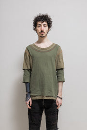 UNDERCOVER - SS03 "SCAB" Triple layer cotton top with loose stitching