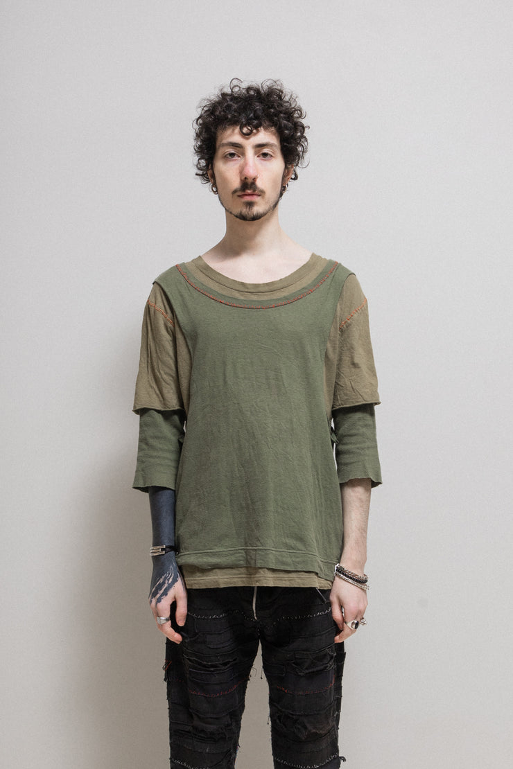 UNDERCOVER - SS03 "SCAB" Triple layer cotton top with loose stitching