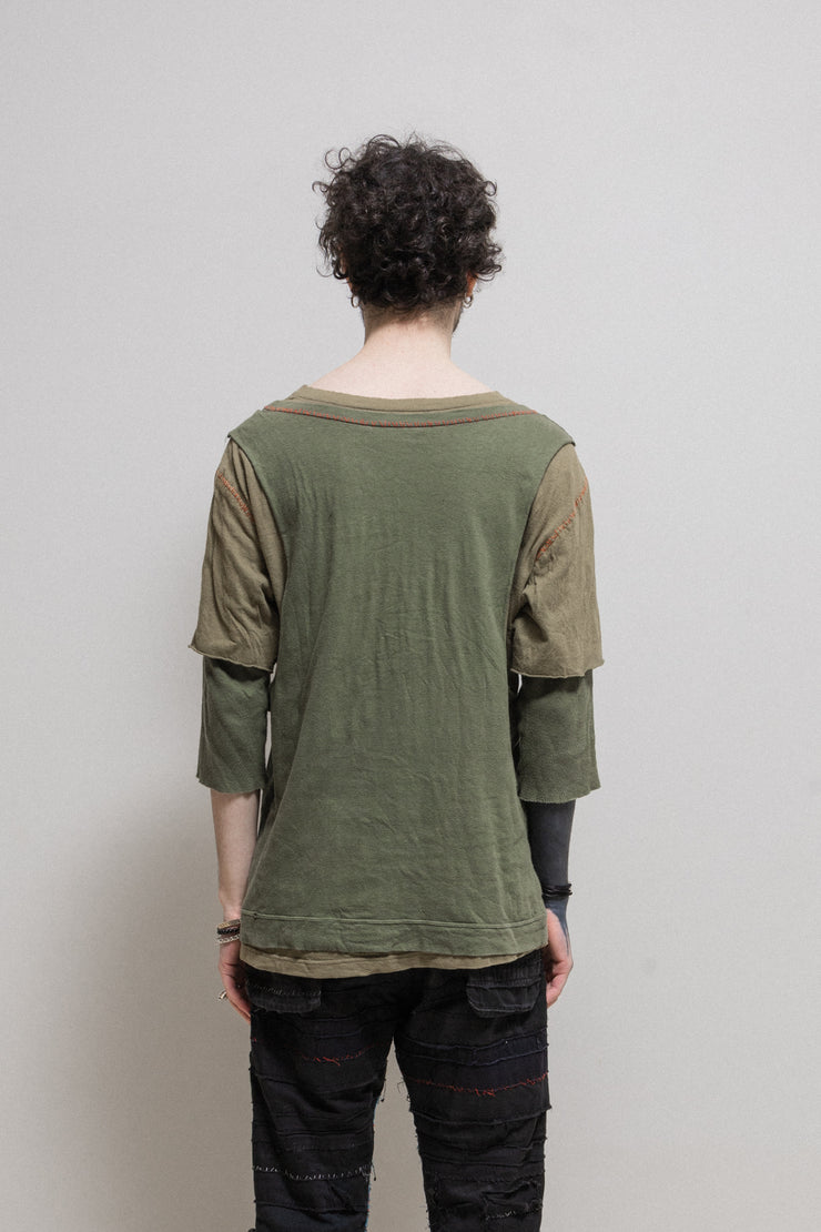 UNDERCOVER - SS03 "SCAB" Triple layer cotton top with loose stitching