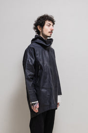 ISAAC SELLAM - Calf skin raintype hooded coat with taped inner seams