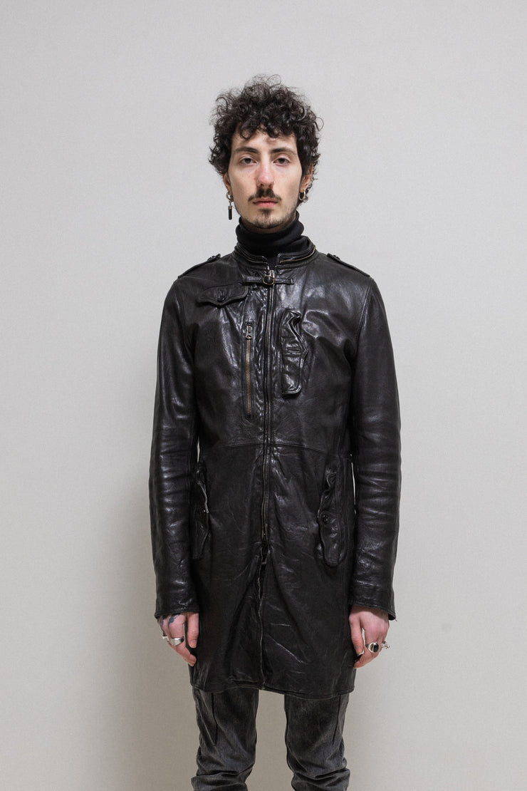 (New arrival) SHARE SPIRIT - Sheep leather jacket with reversed pockets and zipper details