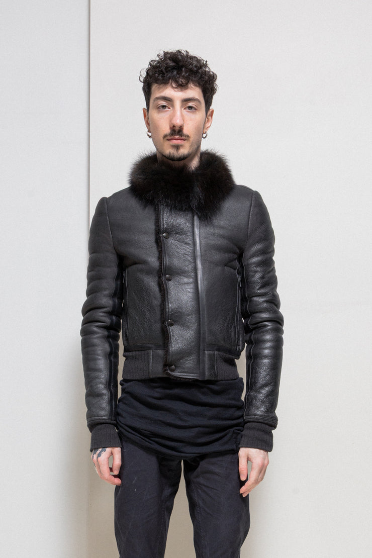 HUN RICK OWENS - FW16 « MASTODON » Shearling leather jacket with