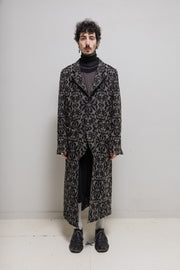 COMME DES GARCONS HOMME PLUS - FW13 Patterned maxi length coat with frayed seams (runway)