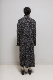 COMME DES GARCONS HOMME PLUS - FW13 Patterned maxi length coat with frayed seams (runway)