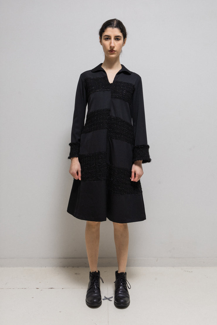 JUNYA WATANABE - FW01 Wide wool dress with glittery tweed panels