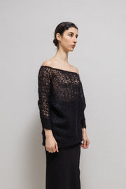 A.F VANDEVORST - Loose knitted mohair and merino wool sweater with midi sleeves