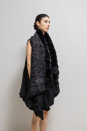 (New arrival) ANN DEMEULEMEESTER - Leather patchwork reversible fur vest