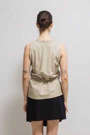 (New arrival) ANN DEMEULEMEESTER - Beige leather top with waist straps