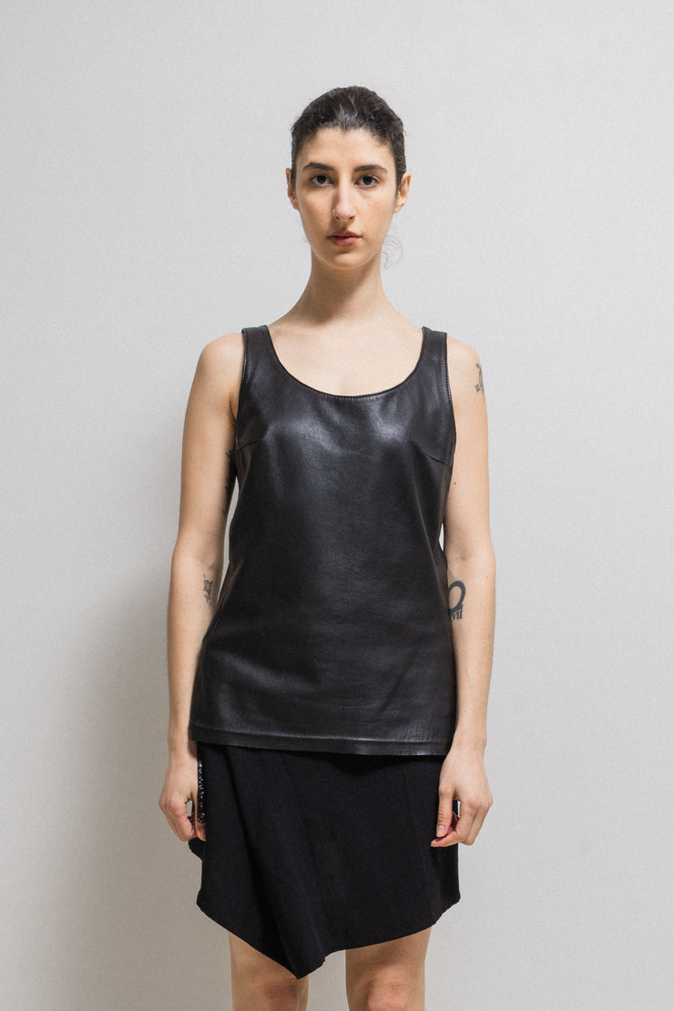 (New arrival) ANN DEMEULEMEESTER - SS96 Soft lamb leather top with chest darts