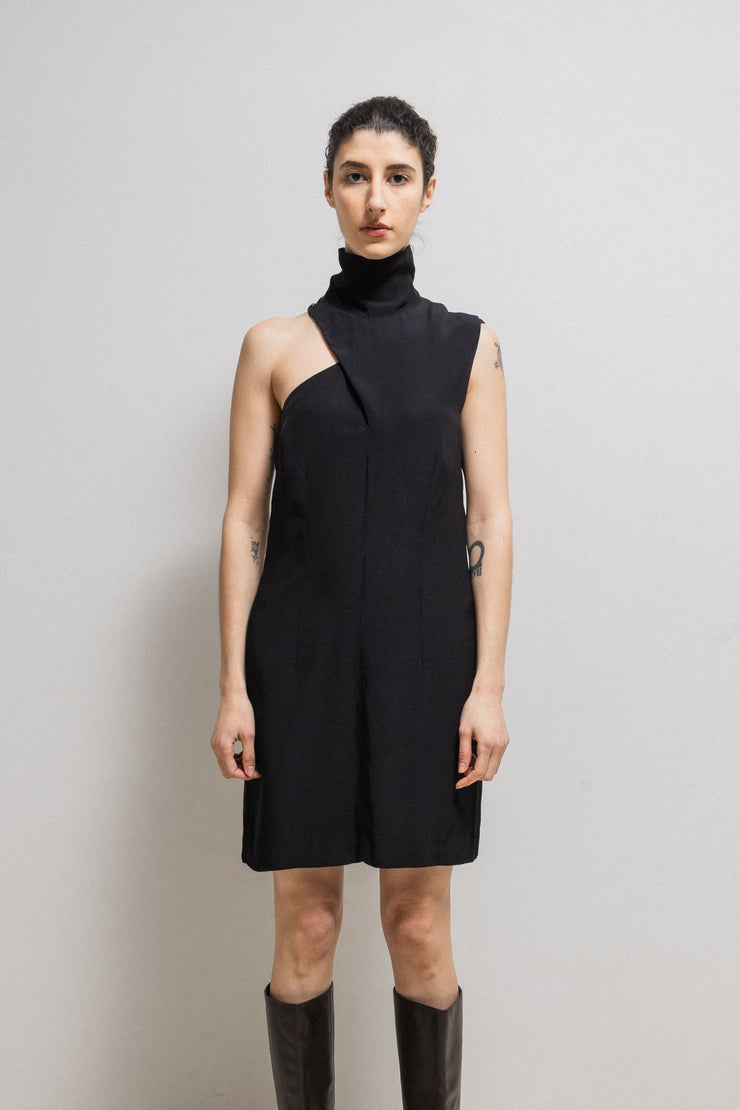 (New arrival) ANN DEMEULEMEESTER - FW96 Light dress with neck buttoning and side cutout