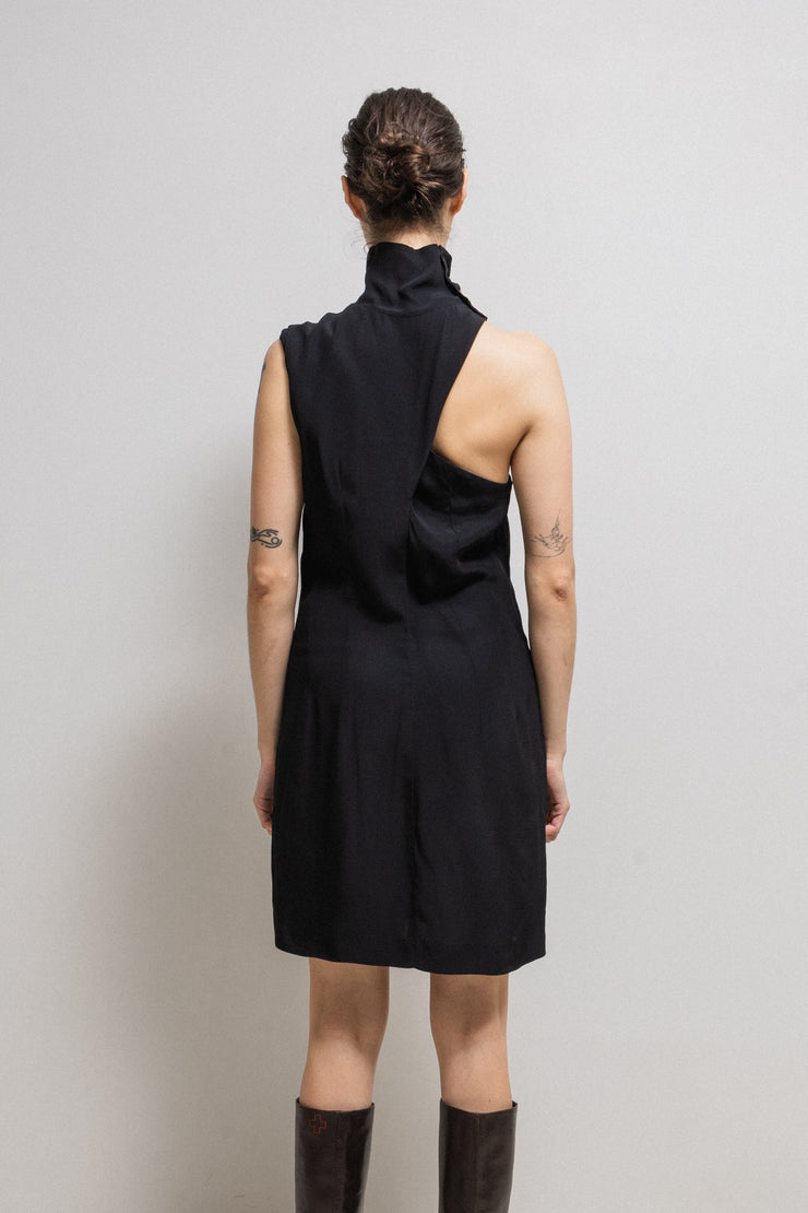 (New arrival) ANN DEMEULEMEESTER - FW96 Light dress with neck buttoning and side cutout