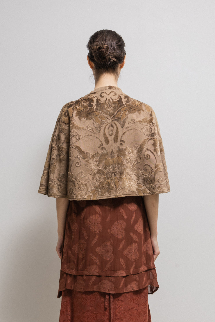 (New arrival) ANN DEMEULEMEESTER - FW94 Velvet cape with floral embroideries