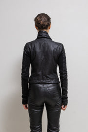 (New Arrival) RICK OWENS - FW06 "DUSTULATOR" Lamb leather high neck jacket with knitted inner arms