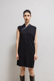 (New Arrival) RICK OWENS - FW14 "MOODY" Cotton dress with lamb leather details