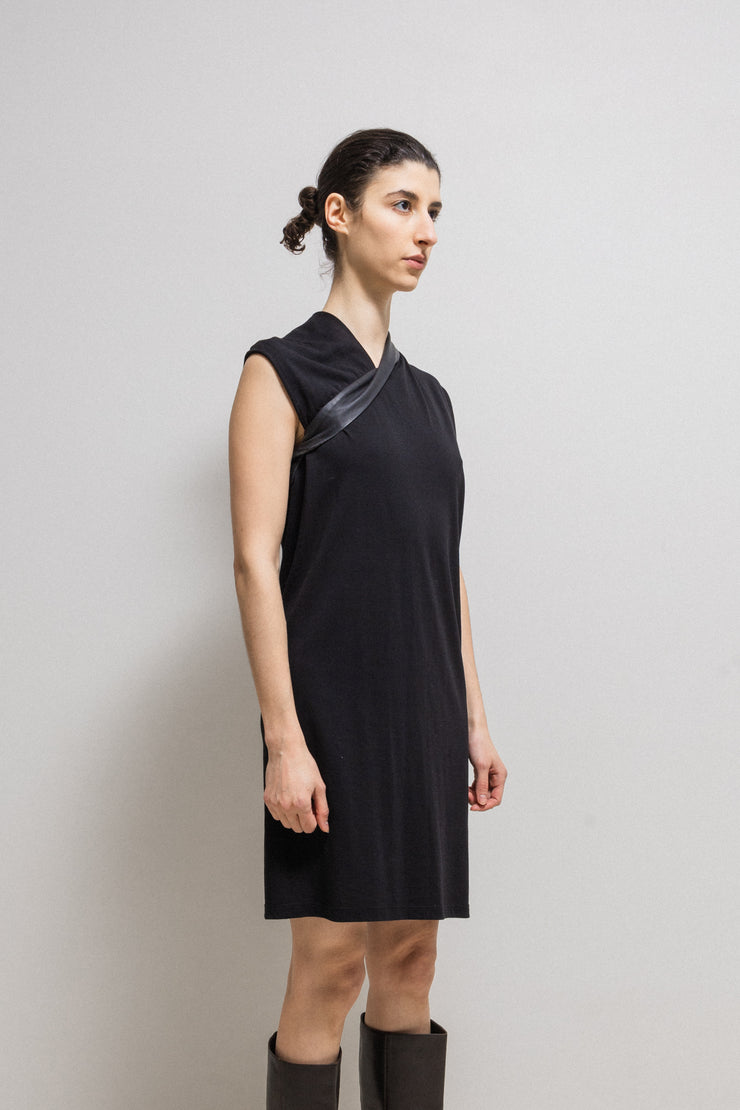 (New Arrival) RICK OWENS - FW14 "MOODY" Cotton dress with lamb leather details