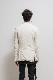 (New Arrival) ISAMU KATAYAMA BACKLASH - Shell linen and cotton poem lined jacket with pig skin collar