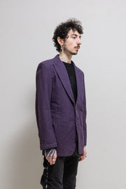 ANN DEMEULEMEESTER - FW00 Glittery dark purple cotton jacket