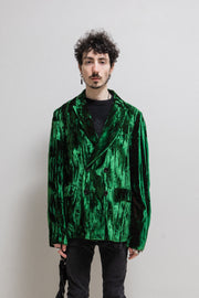 (New arrival) ANN DEMEULEMEESTER - FW17 Green velvet jacket with red iridescence (runway)