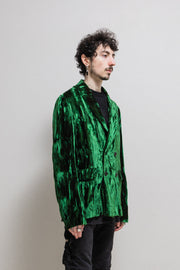 (New arrival) ANN DEMEULEMEESTER - FW17 Green velvet jacket with red iridescence (runway)